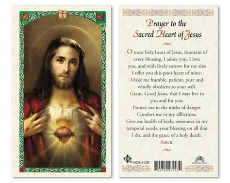 Prayer To The Sacred Heart Of Jesus Laminated Prayer Card Discount