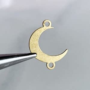 Pcs Raw Brass Crescent Moon And Stars Earring Charm Pendant Etsy