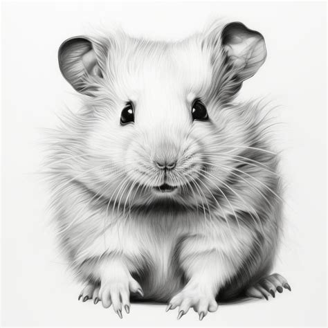 Realistic Hamster Portrait Drawings in Monochromatic Minimalist Style Stock Illustration ...