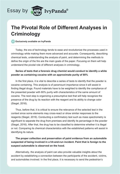 The Pivotal Role Of Different Analysis In Criminology Words