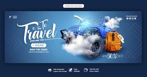 Premium PSD | Travel and tourism facebook cover template