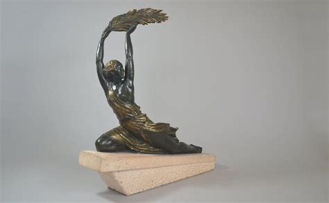 1930 Fr Pierre Le Faguays Fayral Rare Bronze Palm Dancer Art Deco