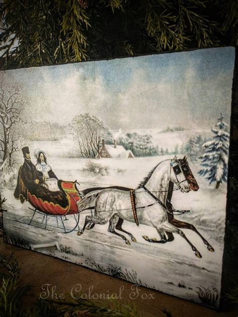 CURRIER and IVES CHRISTMAS Portrait on 8x10 Canvas Primitive - Etsy