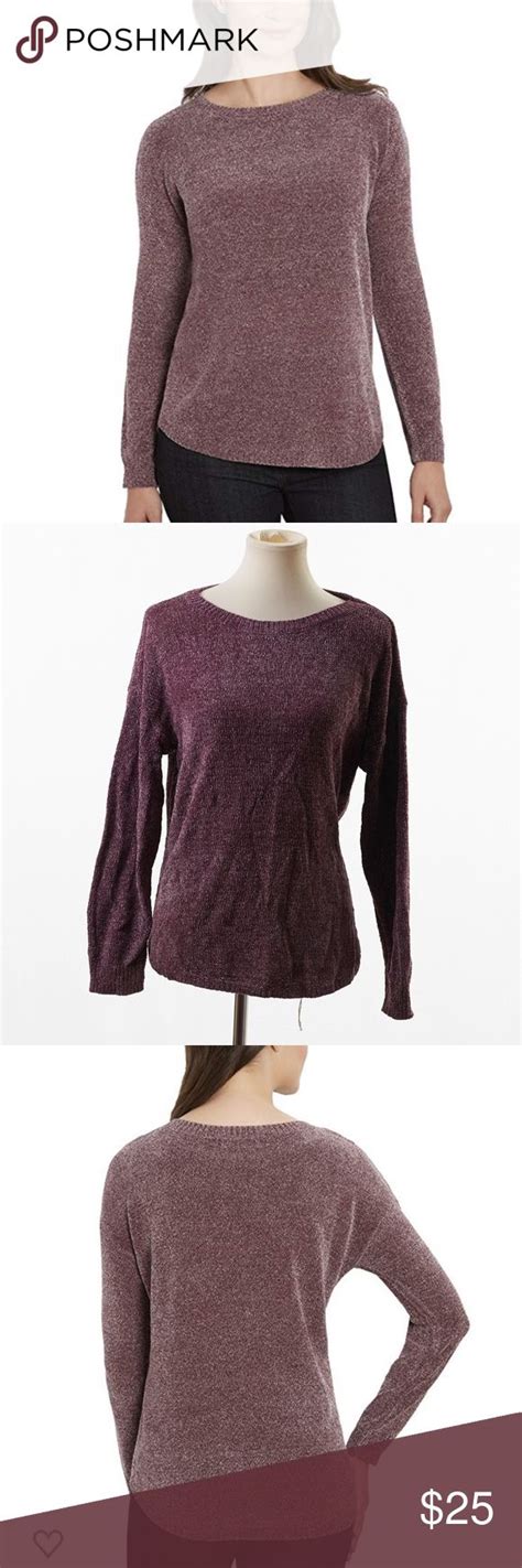 Ellen Tracy Bordeaux Womens Tweed Sweater Small Ellen Tracy Scoop Neck