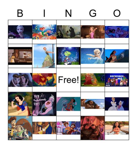 Disney Music Bingo Card