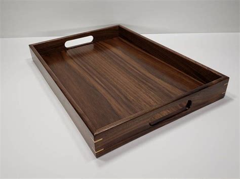 14x20 Walnut Wood Rectangular Ottoman Tray Serving Tray With