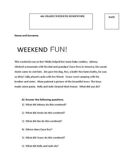 Grade 4 Homework Pdf