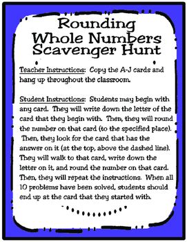 Rounding Whole Numbers Scavenger Hunt Teks D Staar Practice By