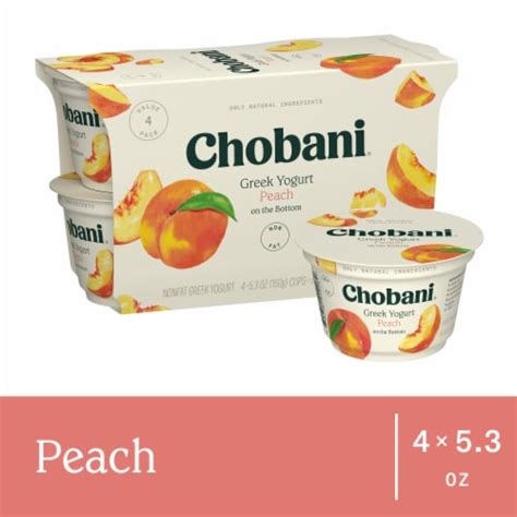 Chobani Peach On The Bottom Nonfat Greek Yogurt Cups 4 Ct 5 3 Oz