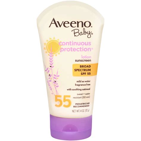 Aveeno Baby Sunblock Lotion Continuous Protection Spf 55 4 Oz 112 G