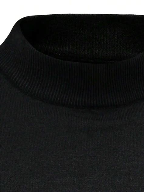 Men Solid Mock Neck Sweater Shein Usa