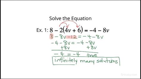 Solving Equations With One Or Infinitely Many Solutions Algebra