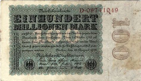 Reichsbanknote Millionen Mark Berlin Reichsbank Deu A P