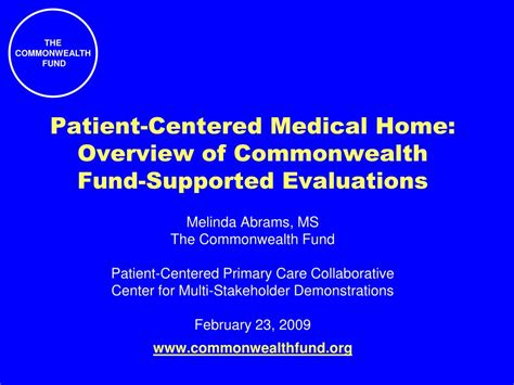 Ppt Patient Centered Medical Home Overview Of Commonwealth Fund