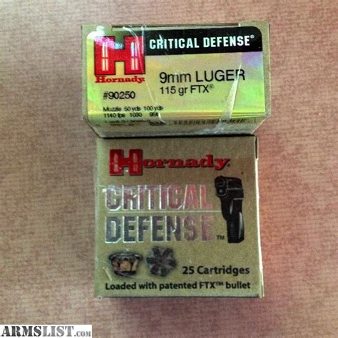 Armslist For Sale Hornady Critical Defense 9mm Ammo Self Defense Rounds