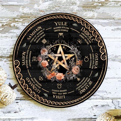 Wheel Of The Year Sun And Moon Wooden Sign Pagan Calendar Etsy