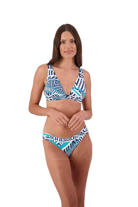 Tribal Geo Long Line Tri Bikini Top Moontide Swimwear