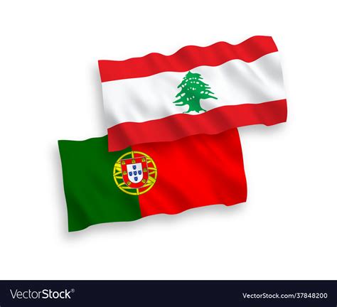 Flags Portugal And Lebanon On A White Royalty Free Vector