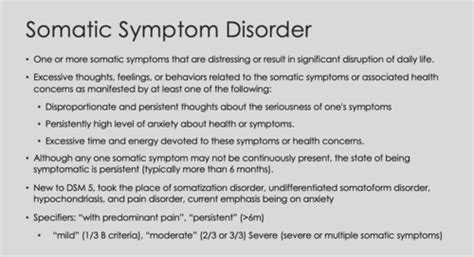 Somatic Symptom Disorders Flashcards Quizlet