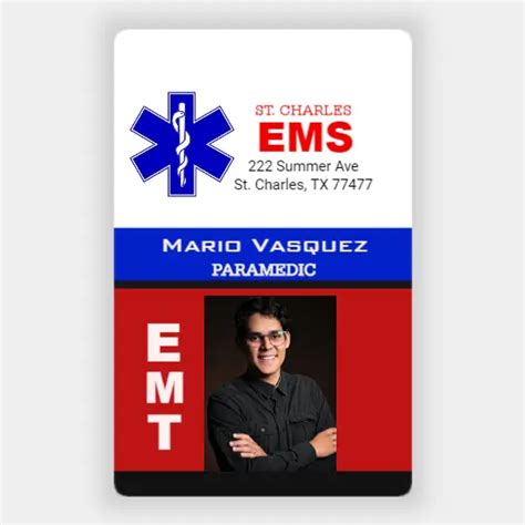 EMT ID Vertical Great Selection Of Paramedic ID Cards Templates