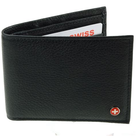 Alpine Swiss RFID Blocking Mens Leather Bifold Wallet Removable ID Card