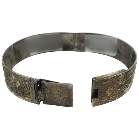 vintage silver carved panel bracelet  sale  stdibs