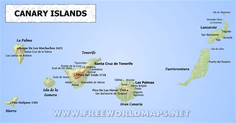 Canary Islands Physical Map