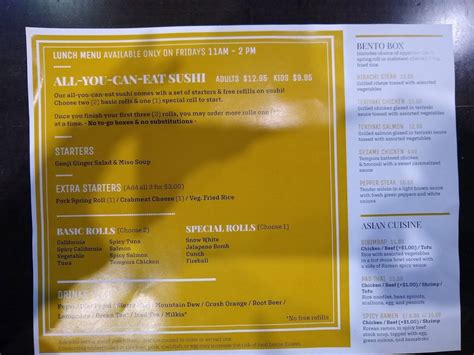 Menu at Genji Novi restaurant, Novi, S Karevich Dr