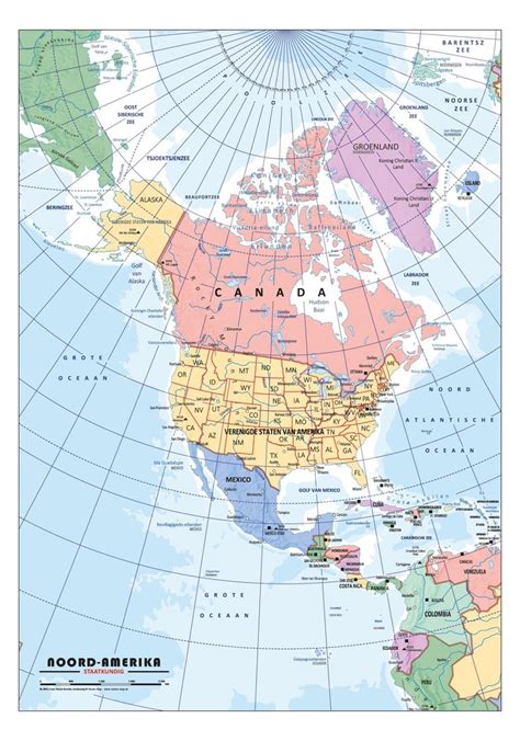 Schoolkaart Noord Amerika Staatkundig Noord Amerika Amerika Kaarten