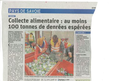 Article Collecte Nationale Banque Alimentaire De Savoie