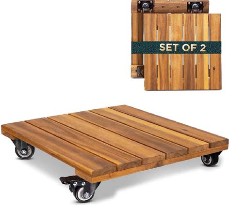 Amazon Pack Wood Plant Caddy With Wheels Heavy Duty Lbs