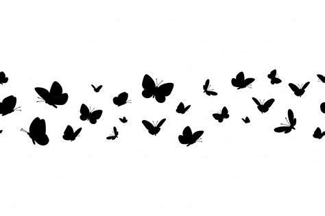 Flying Butterflies Silhouettes Animal Illustrations Creative Market