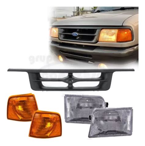 Parrilla Faros Y Cuartos Ford Ranger 1993 1997 Negra Meses Sin Intereses