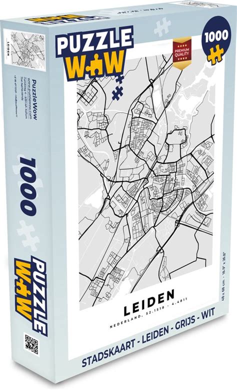 Puzzel Stadskaart Leiden Grijs Wit Legpuzzel Puzzel 1000