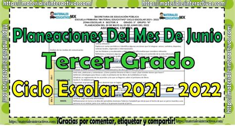 Planeaciones Del Tercer Grado De Primaria Del Mes De Junio Del Ciclo Escolar 2021 2022