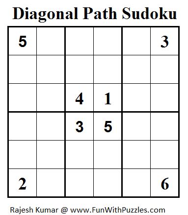 Diagonal Path Sudoku (Mini Sudoku Series #54)