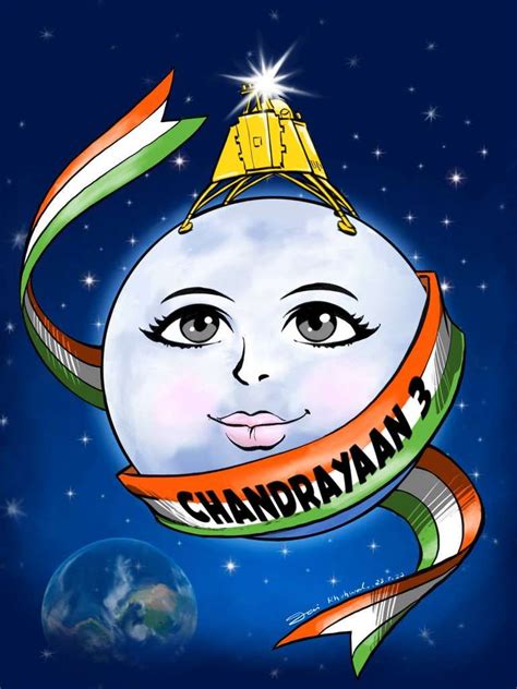 Chandrayaan 3 India Cartoon Sketch