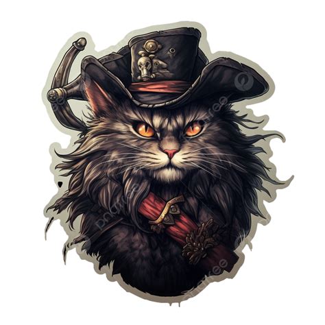 A Cat Pirate Cat Pirate Sticker Png Transparent Image And Clipart