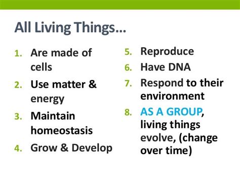 Characteristics of life for Advanced Biology