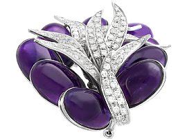 Large Amethyst And Diamond Brooch Ac Silver