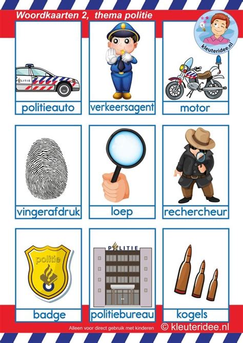 Woordkaarten 2 Voor Kleuters Thema Politie Preschool Themes Preschool