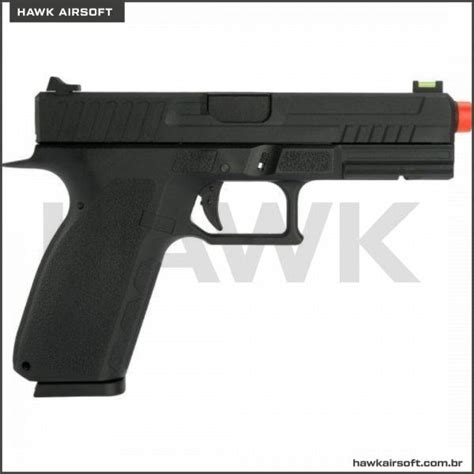 Pistola De Airsoft A Gas Gbb Kjw Kp Black Case R Gida Hawk Airsoft