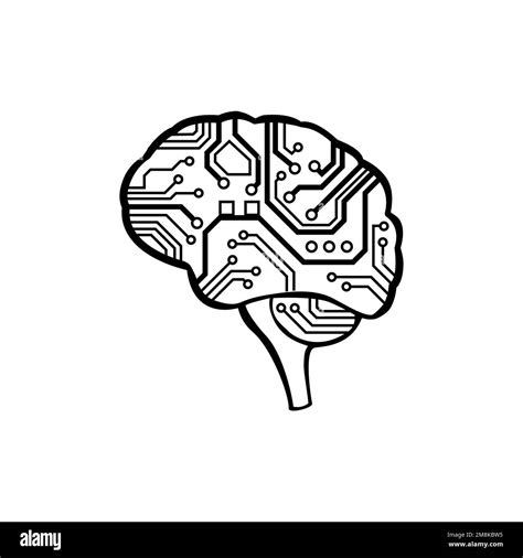 Illustration De Lintelligence Artificielle Cerveau Humain Avec Carte