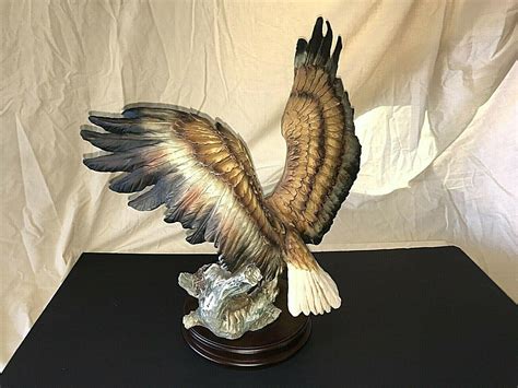 G Armani Capodimonte Eagle On Nest Statue On Wooden Base Italy