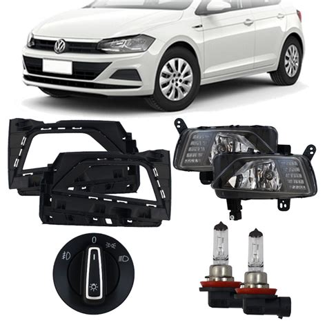 Kit Farol De Milha Neblina Vw Polo Virtus 2017 A 2022 Interruptor