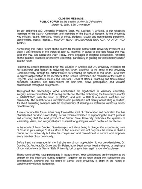 closing message  leadership social psychology