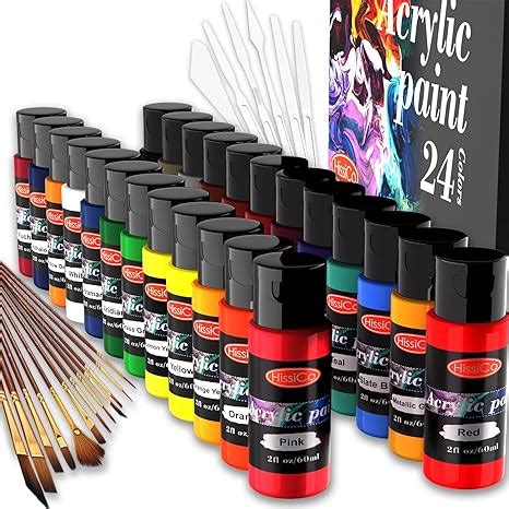 Amazon HissiCo 42PCS Acrylic Paint Set Of 24 Colors 2fl Oz 60ml