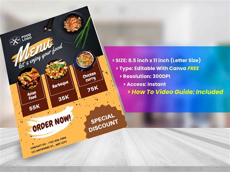 MENUE FLYERS DIY Editable Canva Template Printable Social Media