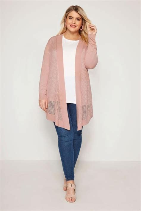 Plus Size Pink Pointelle Waterfall Cardigan Sizes To Yours