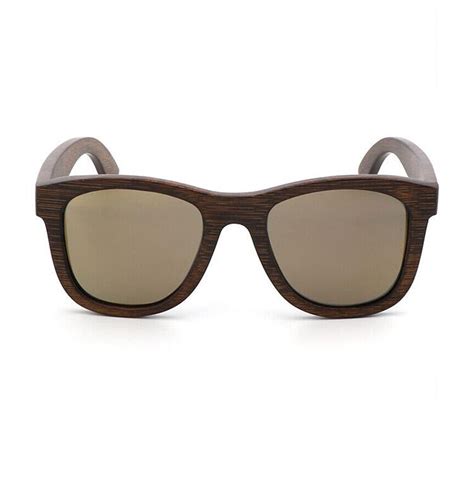 Bamboo Wood Polarized Square Sunglasses For Men Women Brown Wooden